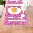 thumbnail image 5 of XMXT 1 Pcs PVC Woven Placemats, Magenta Candy Print Stain Resistant Anti-Skid Place Mats for Dining Table, 12 x 18 inches, 5 of 6