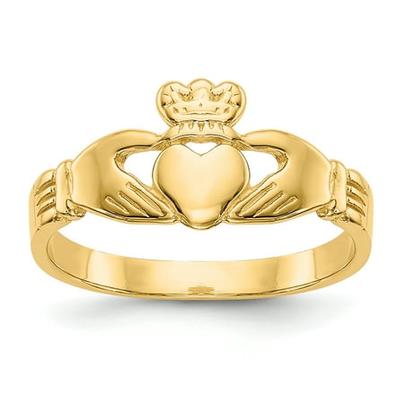 Gold Baby Claddagh Ring - 14K Yellow Gold Baby and Children Claddagh Ring, Size 3