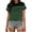 Green, variant on Womens Striped Color Block Tops Round Neck Short Sleeve T Shirt Summer Casual Breathable Tees Outdoor Vacation Shirts Blue L
