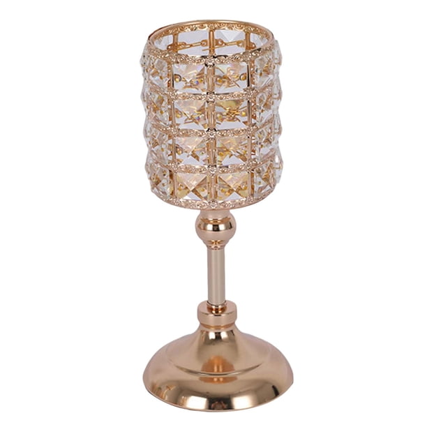 Candelabro cilíndrico de cristal dorado para decoración de hoteles 10x23cm