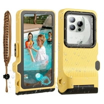 IP68 Waterproof Phone Housing Snorkeling Scuba Diving Case for Swimming Surfing Underwater Touch Screen Phone Cover for iPhone Samsung LG Motorola Google Universal Under 6.9 inch(Yellow)