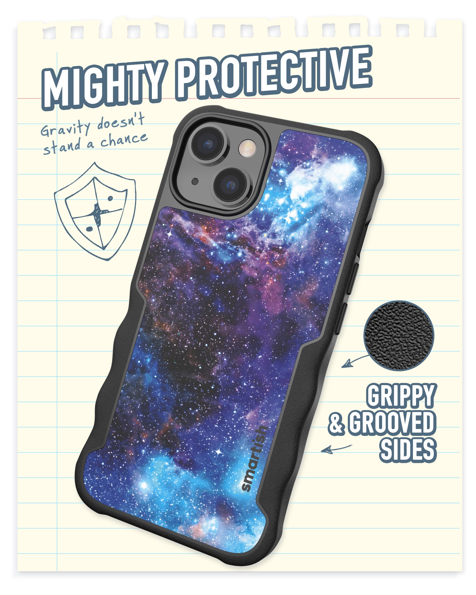 Smartish iPhone 14 Protective Case - Gripzilla Compatible with MagSafe [Rugged + Tough] Armored Slim Cover with Drop Protection - Spaced Out