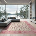 thumbnail image 2 of ODIKA 8'x10' Washable Area Rug Pink Coquette Ribbon Lattice Vintage Border Motif Round for King Size Bedroom Under Bed, Master Suite, Non-Shedding, Easy Care, 2 of 7