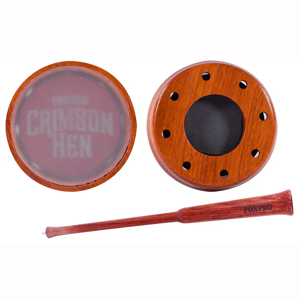 FOXPRO Crimson Hen Tip Over Glass/Slate Friction Call Brazilian Cherry Wood Purple Heart Striker High-Quality Hen and Turkey Sounds Made in USA (CRIMSON-TIP)