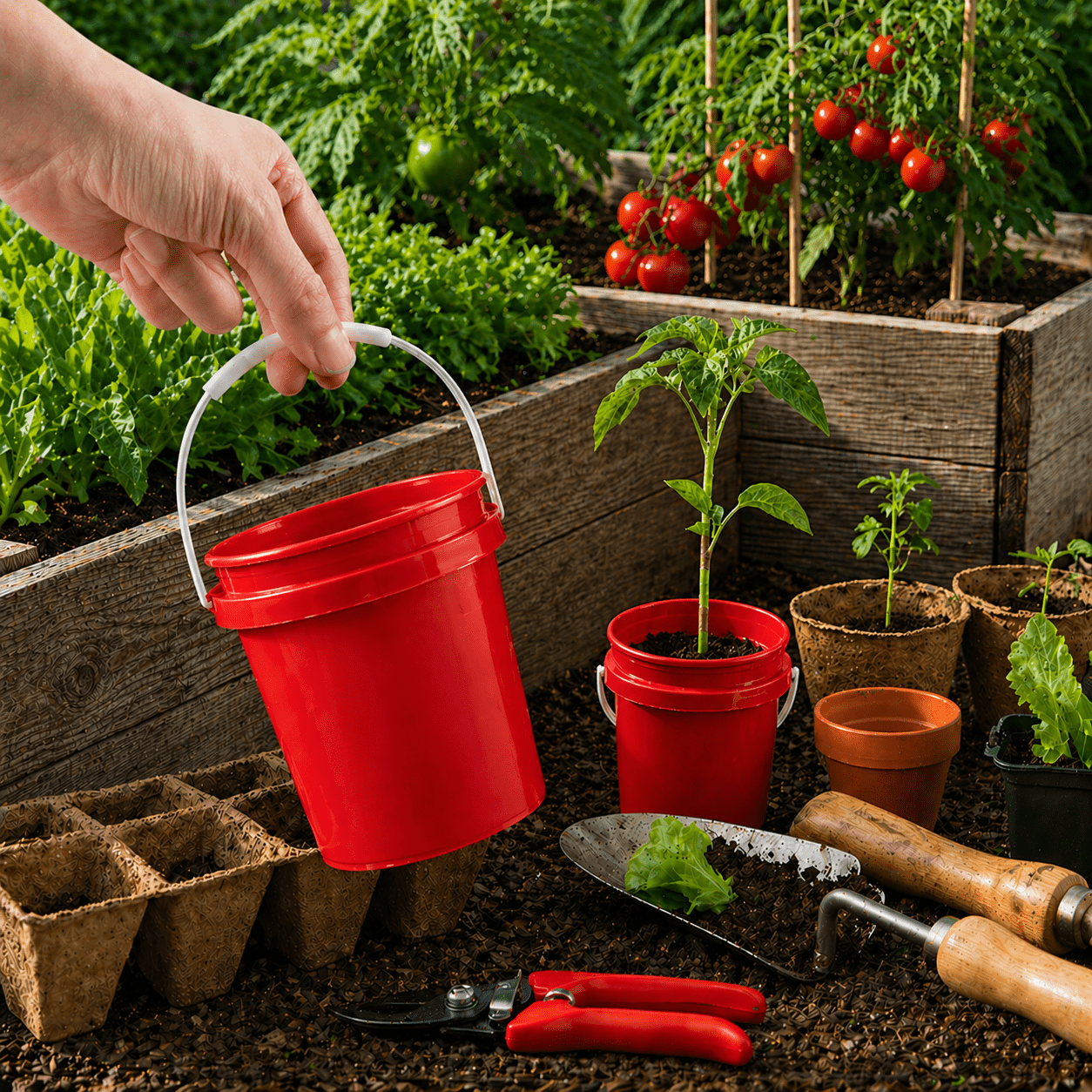 Hyper Tough 0.4 Quart Red Mini Bucket, Small Durable Utility Pail for Cleaning, Crafts & Storage