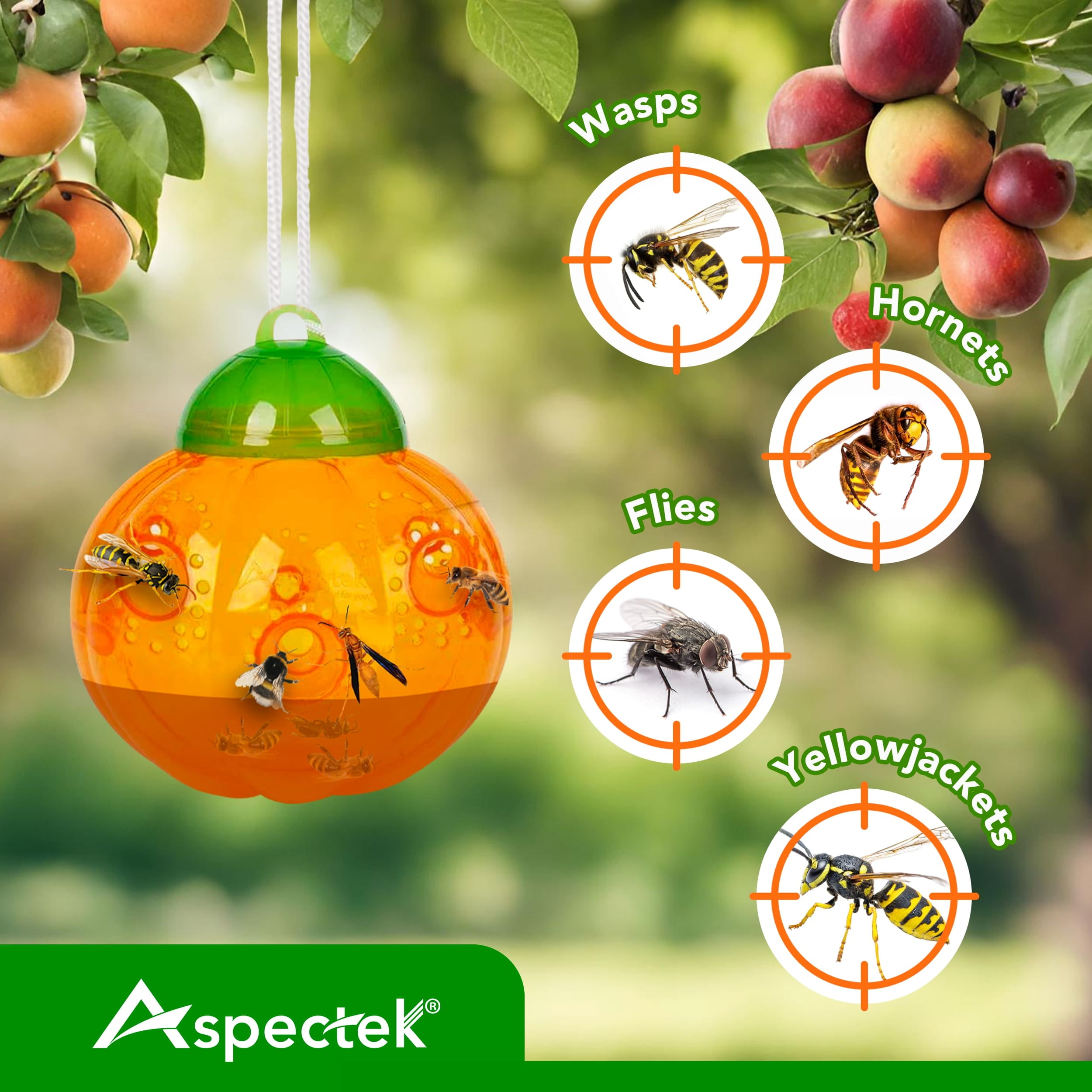 Aspectek Wasp Trap - Wasp Trap Catcher, Bee Trap, Outdoor Wasp Deterrent Killer Insect Catcher Honeybee Trap