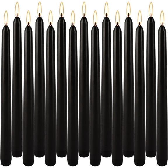 Black Taper Candles - Set of 10 Dripless Candles - 10 inch Tall, 3/4 inch Thick - 7.5 Hour Clean Burning Perfect for Household，Dinner or Any Event