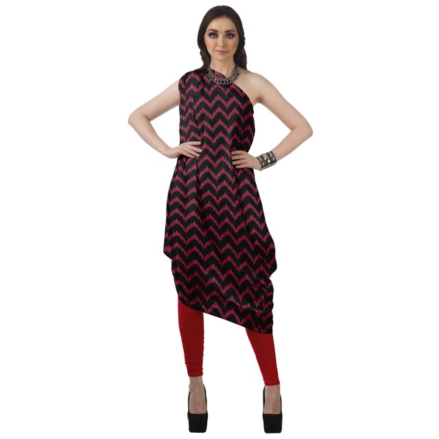 Moomaya Robe Kurti Sans Manches à une Épaule Imprimée pour Femmes, Vêtement de Créateur Boho pour Fête