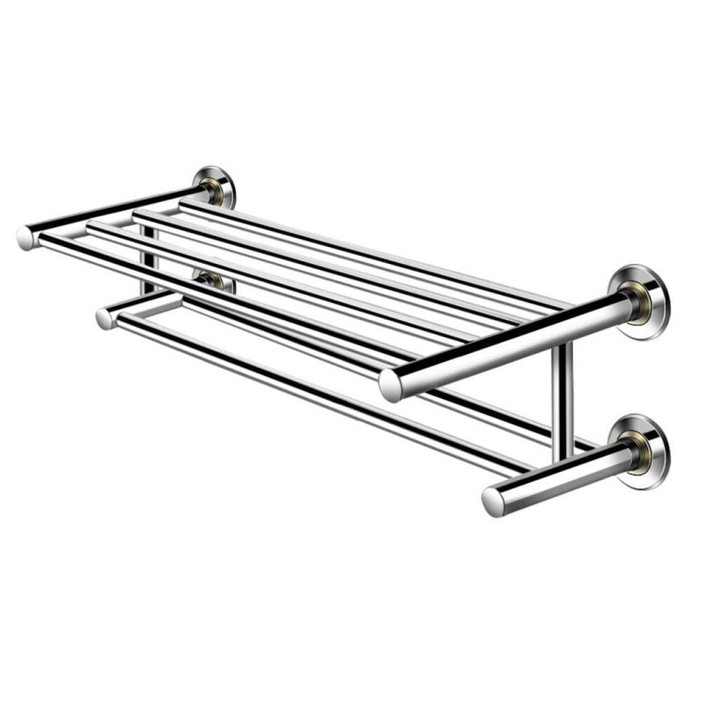 Finihen Towel Rack, Towel Holder, 24 Inch Wall Mounted Stainless Steel Towel Storage Rack with 2 Storage Tier, for Bathroom, Silver