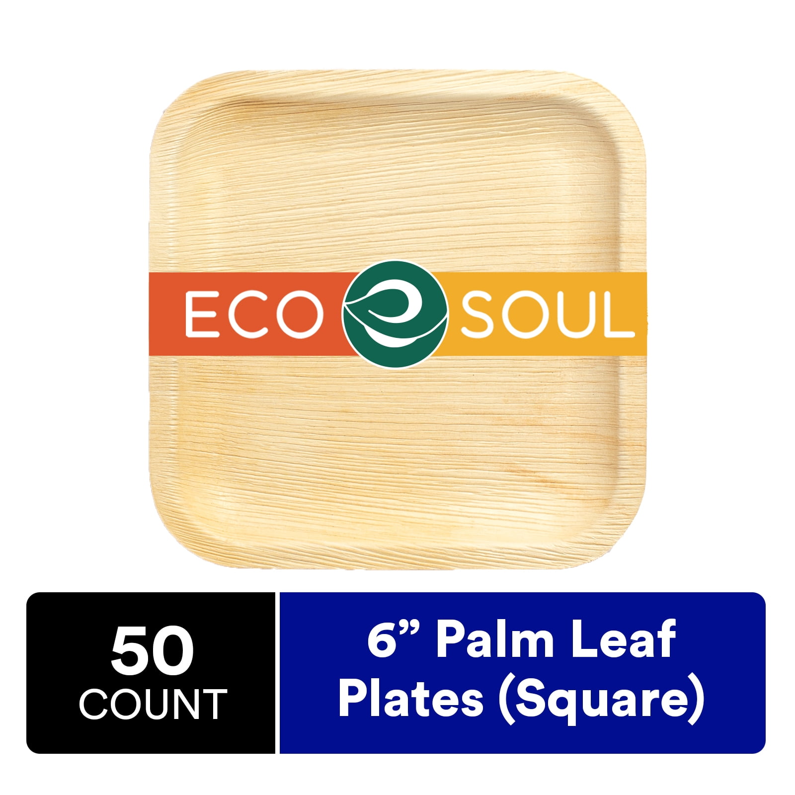 ECO SOUL 100 Compostable, Biodegradable, Disposable Palm Leaf Plates