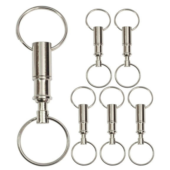 STOBOK 6pcs Easy Release Key Ring Quick Release Keychain Iron Dual Split Ring for Everyday Use