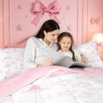 thumbnail image 5 of meiyoeat Pink Coastal Sketch Pattern 7-Piece Twin Bedding,Marine Navigation Theme Bedding Comforter Set For Girl,Reversible, 5 of 7