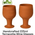 thumbnail image 4 of KSI Natural Terracotta Handmade Clay Wine Glass Tumblers | Set of 2 | 225ml Mitti Ke Glass for Drinking Water, Juice, Red Wine | Eco-Friendly Earthen Clay Glasses, 4 of 4