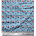 thumbnail image 1 of Soimoi Blue Modal Satin Fabric Dot & Ranunculus Floral Fabric Prints By Yard 42 Inch Wide, 1 of 3