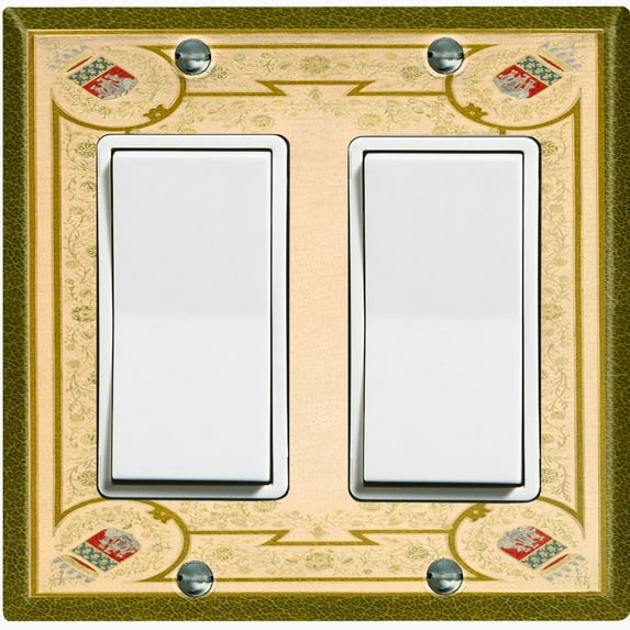 Metal Light Switch Plate Cover Victorian Royal Floral Frame Green Yellow FRA063