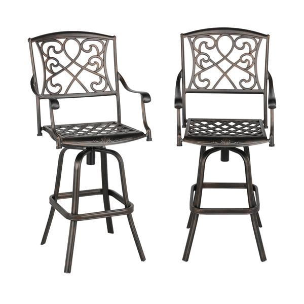 Outdoor Cast Aluminum Patio Chair 360, Black Cast Aluminum Bar Stools