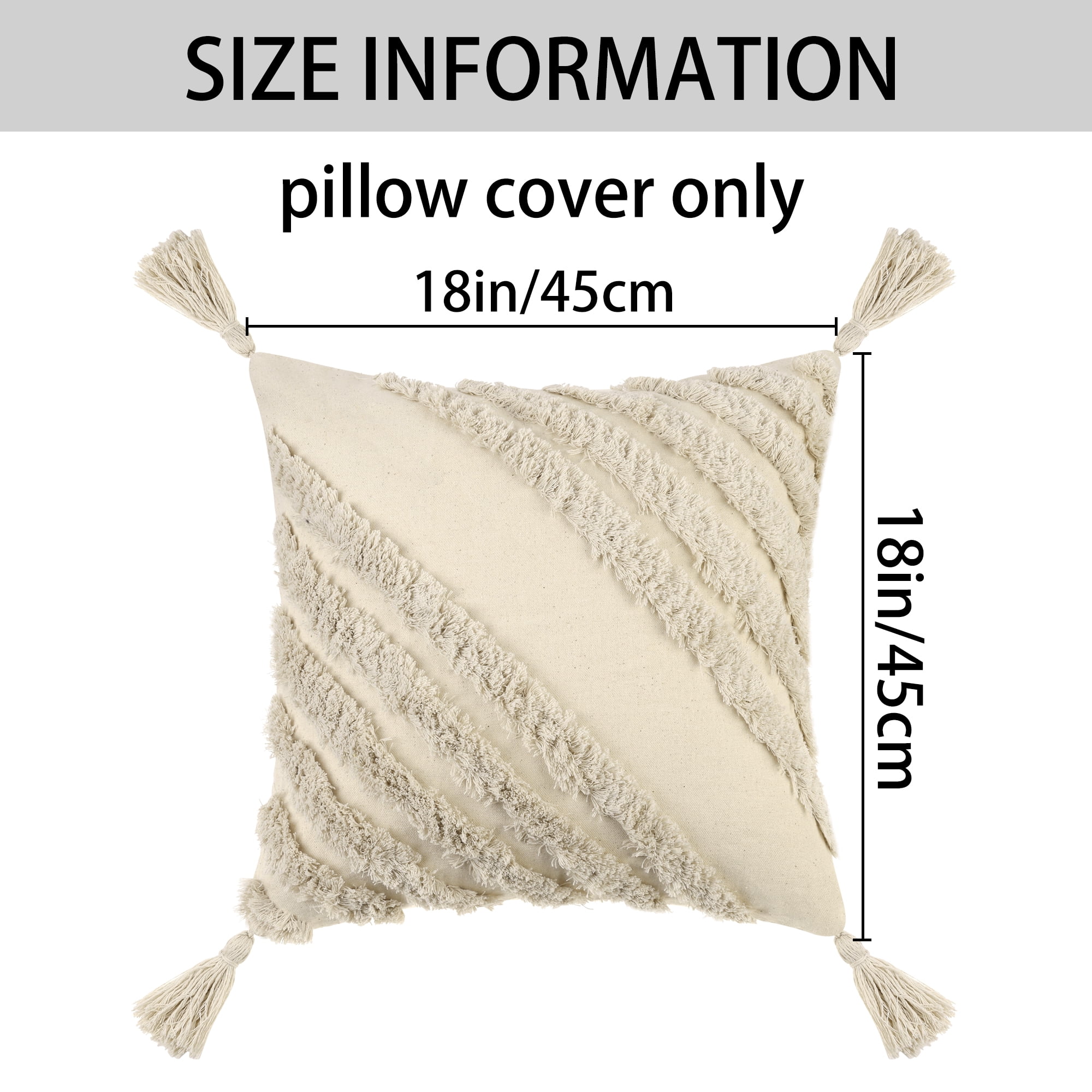 Unique Bargains Boho Throw Decorative Pillow Covers with Tassels Woven Tufted Pillow Cover Geometry-1 18" x 18"