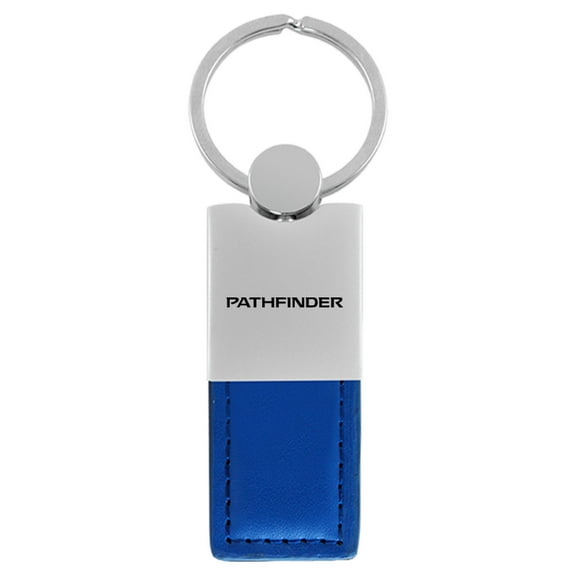 Nissan Pathfinder Duo Rectangular Leather Key Chain (Blue)