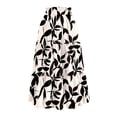 thumbnail image 4 of Women’s Elastic Waist Tiered Maxi Skirt with Leaf Print and Side Pockets Lightweight Flowy A-Line Skirt for Casual Wear Dark Gray S, 4 of 5