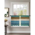 thumbnail image 2 of Sheer Curtains 54 inches Long, Teal Blue Brown Wooden Board Gradient Farmhouse Country Light Filtering Sheer Window Curtains Rod Pocket Voile Drapes for Bedroom Living Room, 52"W x 54"L 2 Panels, 2 of 7