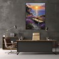 thumbnail image 5 of Mudket Sunset Lavender Ocean Canvas Wall Art, Coastal Floral Landscape Wall Decor, Butterfly Nature Artwork for Living Room Bedroom, Framed Ready to Hang - 12"L x 8"W, 5 of 10