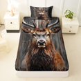 thumbnail image 3 of Castle Fairy Animal Deer Twin Sheets 3pcs for Teens,Vintage Cabin Bedding,Brown Gray,1 Fitted Sheet, 1 Flat Sheet and 1 Pillowcase, 3 of 6