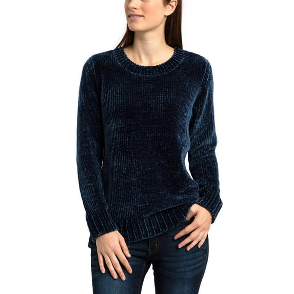Orvis Women Chenille Crew Neck Long Sleeve Pullover Sweater 1235660 Blue S