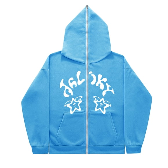 WZXFASHION Hoodie Women Men Zip Up Aesthetic Hoodies Casual Vintage Oversized Pullover Sweatshirt Jacket Clearance embroidered zip up hoodie