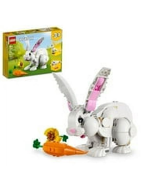 LEGO Creator 3 in 1 White Rabbit Animal Toy Building Set, Easter Gift for Kids Ages 8+, Build an Easter Bunny, a Seal or a Parrot Figure, Creative Play Easter Basket Stuffer for Boys and Girls, 31133