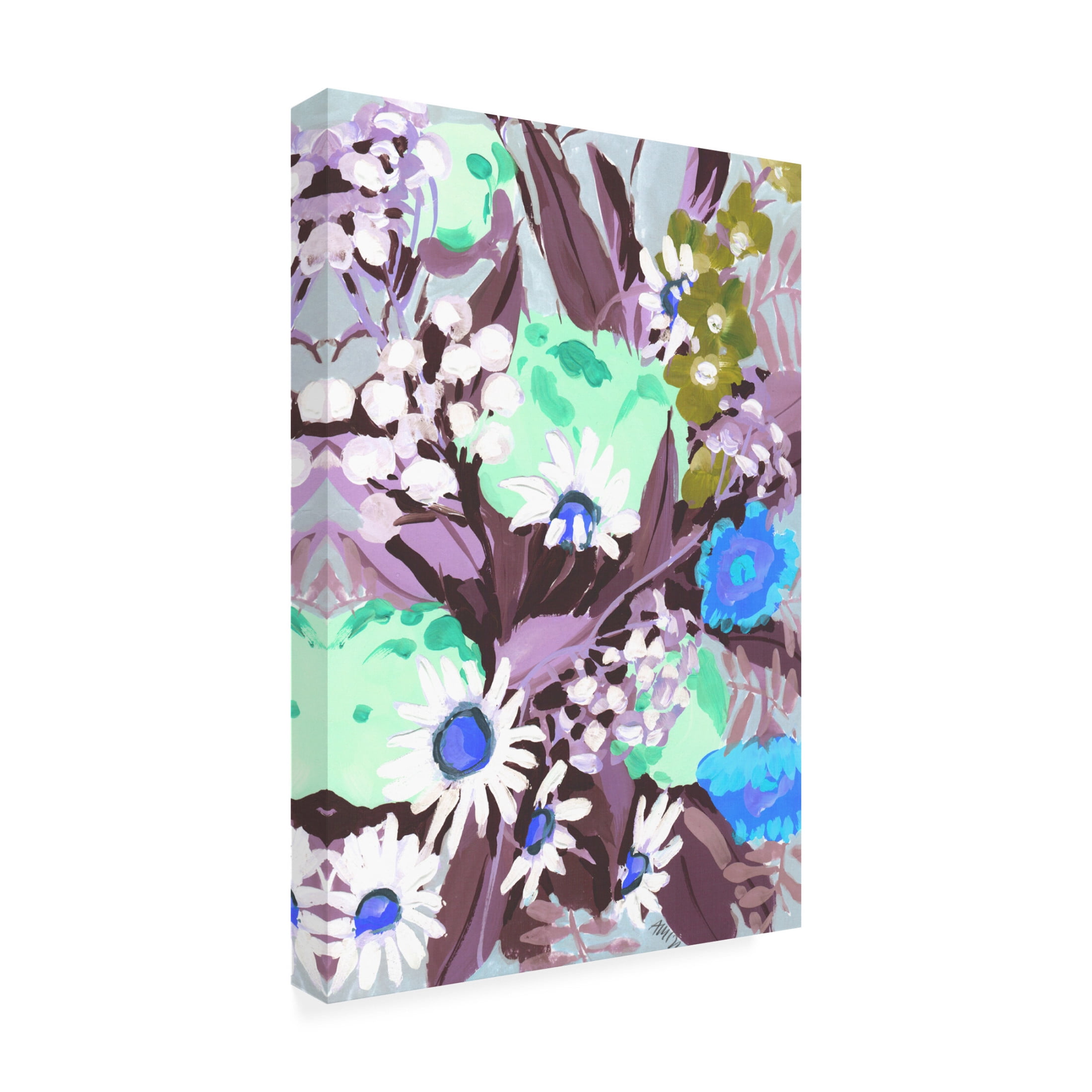 Trademark Fine Art Ania Zwara Daisies On Purple Grass Canvas Wall Art
