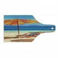 thumbnail image 1 of Seaside Cutting Board, Deck Chairs Overlooking Tropical Sea of Thailand Beach Exotic Holiday Picture, Decorative Tempered Glass Cutting and Serving Board, Wine Bottle Shape, Orange Blue, by Ambesonne, 1 of 1