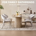 thumbnail image 4 of 63" Dining Table for 4 Person, [Rounded Corners] [Striped Pedestal Base] Farmhouse Modern Rectangle Kitchen Dinner Table, Beige, 4 of 7