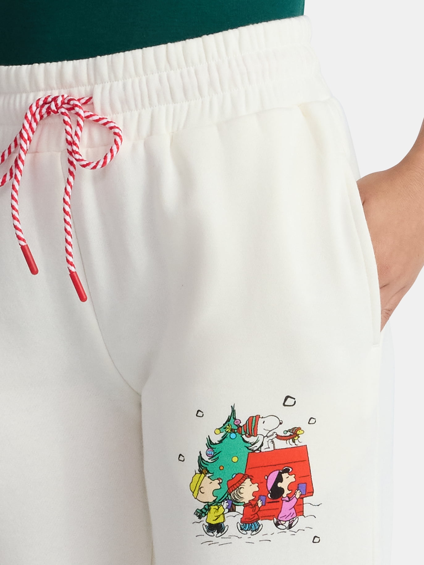Peanuts Women's Holiday Graphic Jogger Pants with Drawstring Waist, Sizes XXS–2XL