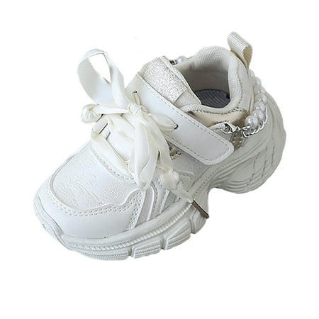 adviicd Toddler Girls Sneakers Toddler Shoes Kids Shoes Girls Sneakers Lightweight Athletic Walking/Running Tennis shoes (Beige 4-4.5 Years)