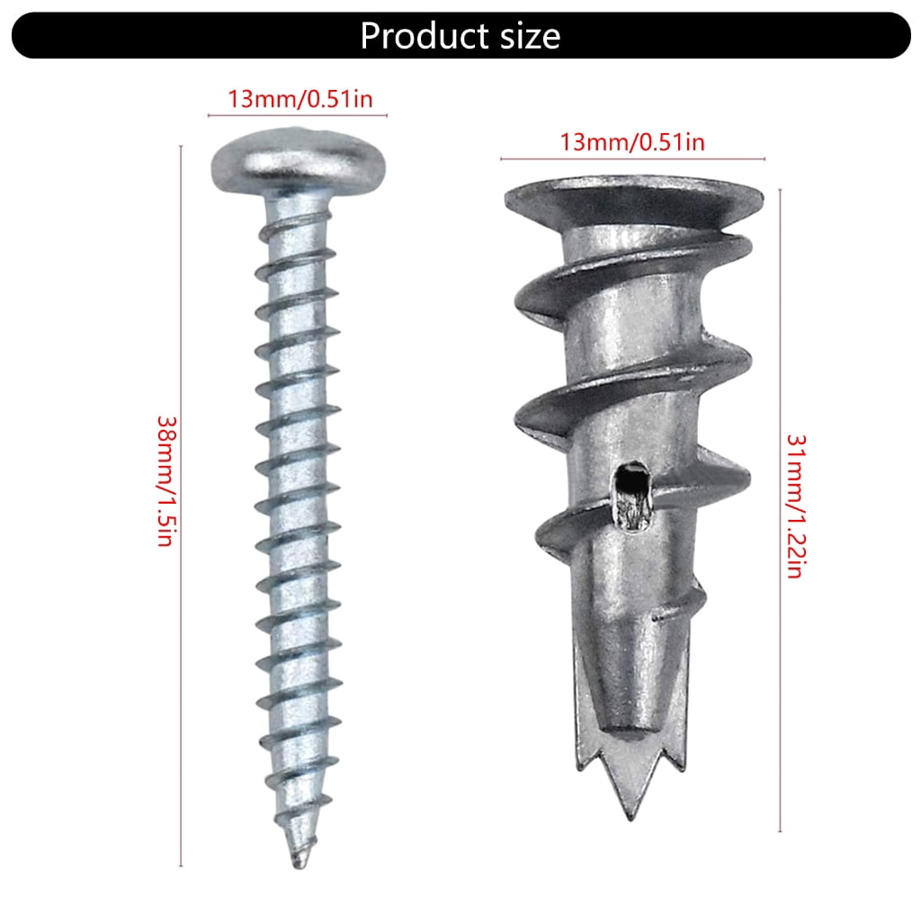 Geemin Wall Mounting set Metal Anchors & Screws set Drywall Anchoring Solution 100pcs