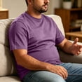 thumbnail image 7 of Big and Tall Shirts for Men Short Sleeve Crew Neck Summer Tops Stretch Casual Basic Mens T-Shirts Purple 5XL, 7 of 7