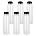thumbnail image 1 of FELTECHELECTR 6 botellas de plástico de grado alimenticio de 360 ml para bebidas, vacías, con tapas negras, transparentes., 1 of 7