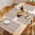 thumbnail image 5 of Orange Grey Striped Placemats Set of 8 Horizontal Lines Simple Minimalist Place Mats Indoor Wipeable Table Mats Washable Cloth Dining Table Placemats for Kitchen Holiday Party Home Decor 13x19 Inch, 5 of 9