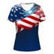 thumbnail image 4 of Fiudx Tops para Mujer Camiseta de Manga Corta con Cuello En V Estampada para El Día de La Independencia Informal a La Moda para Mujer, 4 of 4