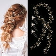 thumbnail image 1 of Nljihkure Accesorios para el cabello de novia, boda, cristal, perlas y cuentas extra largas, diadema nupcial, piezas para mujeres y niñas (dorado), 1 of 5