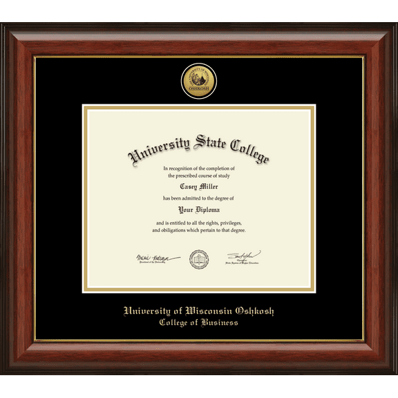 University of Wisconsin Oshkosh College of Business Diploma Frame, Document Size 10" x 8"