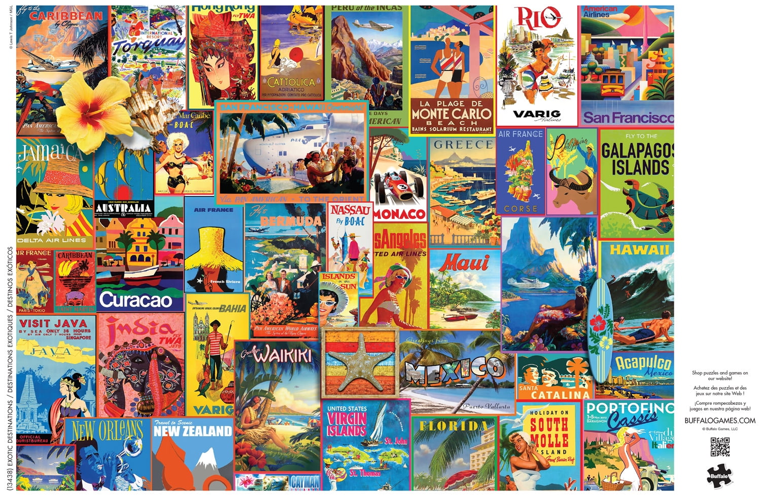 Buffalo Games Classic Collage Exotic Destinations 1000-Piece Interlocking Jigsaw Puzzle for Adults Ages 14+