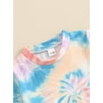 thumbnail image 6 of Musuos Kid Girls Tie-dye Print Outfit, 1-5 Years Short Sleeve Crew Neck T-shirt with Flare Pants Summer Casual 2 Piece Set, 6 of 10