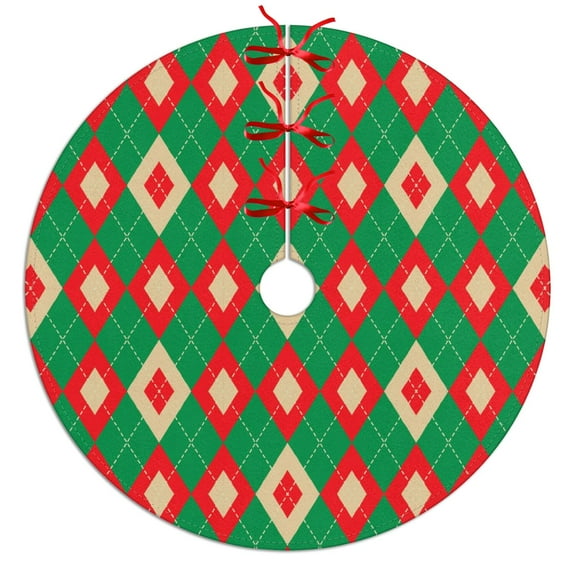 30 Inch Christmas Tree Skirt – Velvet Plush Tree Mat, Soft Thickened Polyester with Red Ties, Single-Sided Printing, Available in 30in/36in/48in, Perfect for Holiday Xmas Tree Decoration