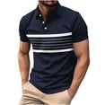 thumbnail image 2 of WREESH Men's Trendy Henley Shirts Short Sleeve Turndown Collar with Solid Print a Modern Classic Navy, 2 of 6