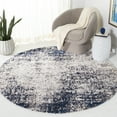 thumbnail image 2 of SAFAVIEH Jericho Laura Abstract Polyester Shag Area Rug, Ivory/Navy, 6'7" x 6'7" Round, 2 of 8