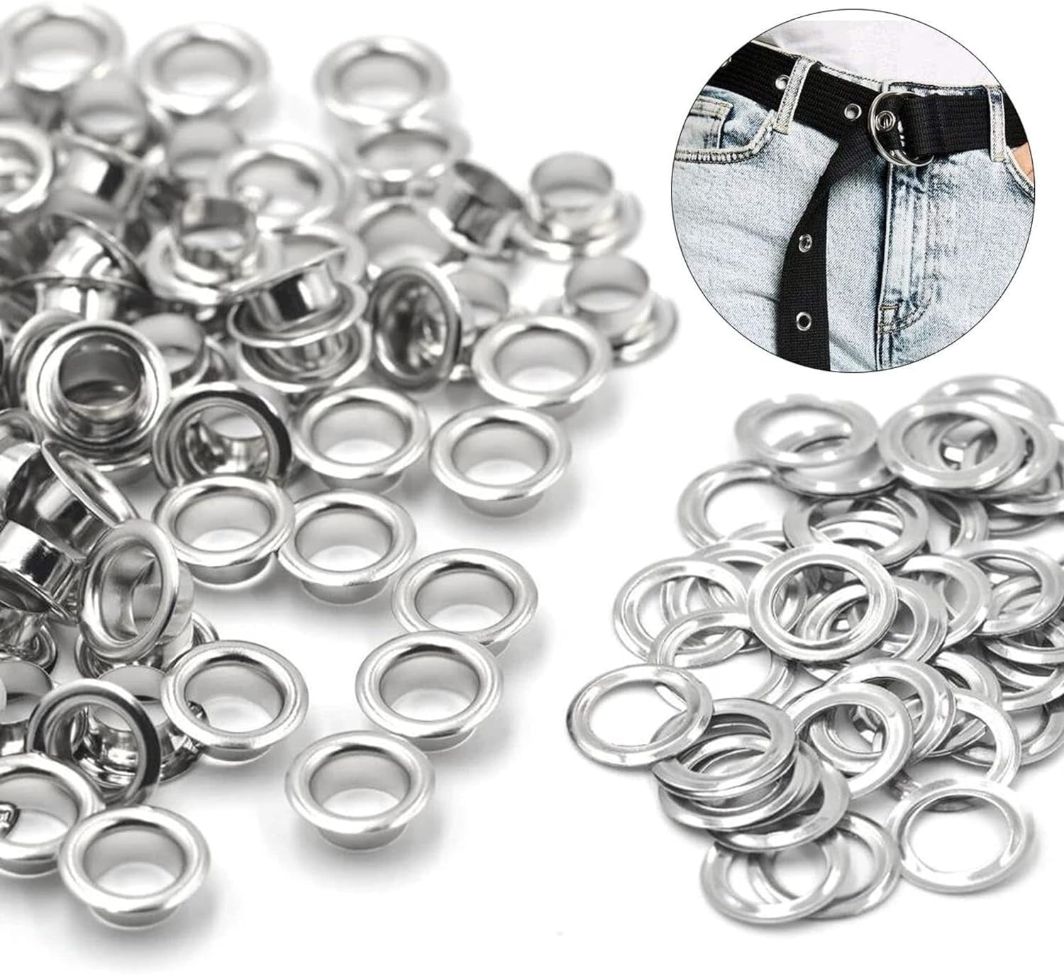 Happon 1 inch 50 Sets Grommets Hole,Metal Grommets Eyelets Grommet Kit, Metal Eyelets Kits Grommets Eyelets for Repairing Canvas, Leather, Curtains
