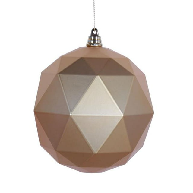 Vickerman M177437DM 6 in. Honey Gold Matte Geometric Christmas Ornament Ball - 4 per Bag