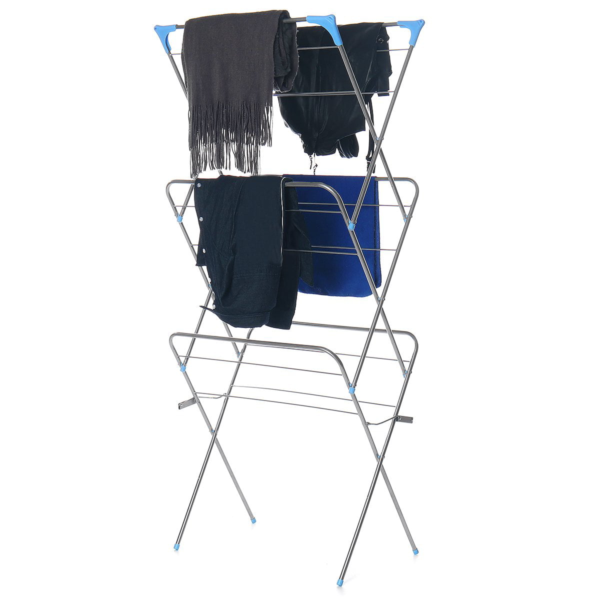 3Tier Clothes Drying Rack Collapsible and Compact for Indoor/Outdoor UsePortable Metal Rack