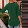 thumbnail image 4 of Aobny Cotton Women Spring Tops Loose Fit Green T-shirts Ruffle Elbow-Length Square Neck Summer Tops Women,XL, 4 of 7